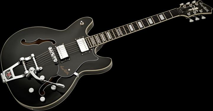 Image du produit Hagstrom Guitare électrique, Tremar Viking Deluxe, Black Gloss (Guitare électrique, Érable, Chromage)
