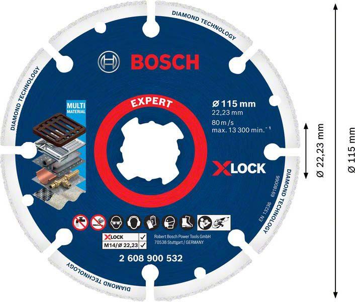 Produktbild Bosch Professional Zubehör EXPERT Diamond Metal Wheel X-LOCK Trennscheibe, 115 x 22,23 mm