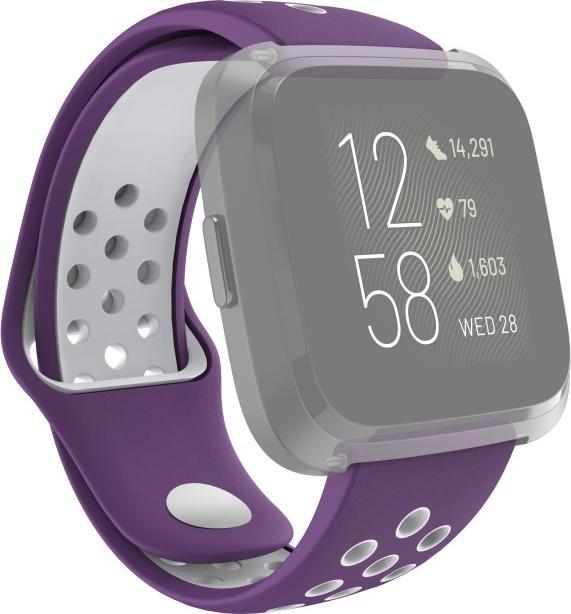Image du produit Hama Bracelet sport en silicone pour Fitbit Versa2/Versa/Versa Lite, violet/gris, univ. (Silicone, Acier inoxydable)