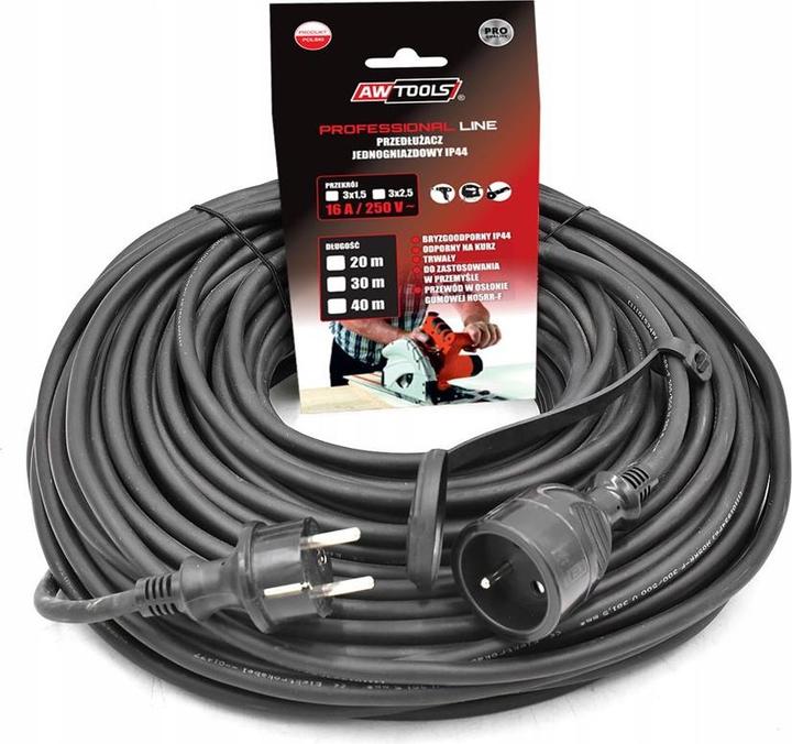 Produktbild Awtools PRZEDŁUŻACZ PROFESJONALNY 30m 3x1,5mm /IP44 16A/4000W (30 m)