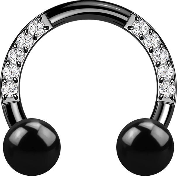 Produktbild Star Piercing Micro Circular Barbell schwarz Kristalle mit zwei Kugeln (Titan G23, ohne Messing)