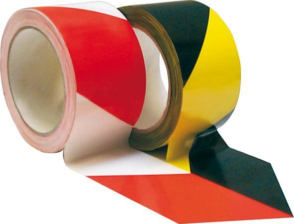 Actual product image IKS PVC warning tape self-adhesive, 66 m x 60 mm, yellow/black (60 mm)