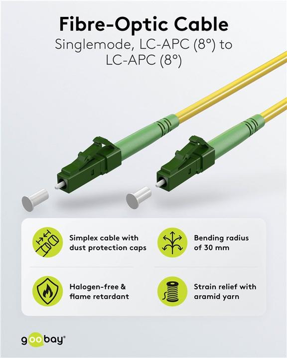 Produktbild Goobay Glasfaserkabel FTTH, Singlemode OS2 Yellow, Gelb Simplex, 10 m (10 m)