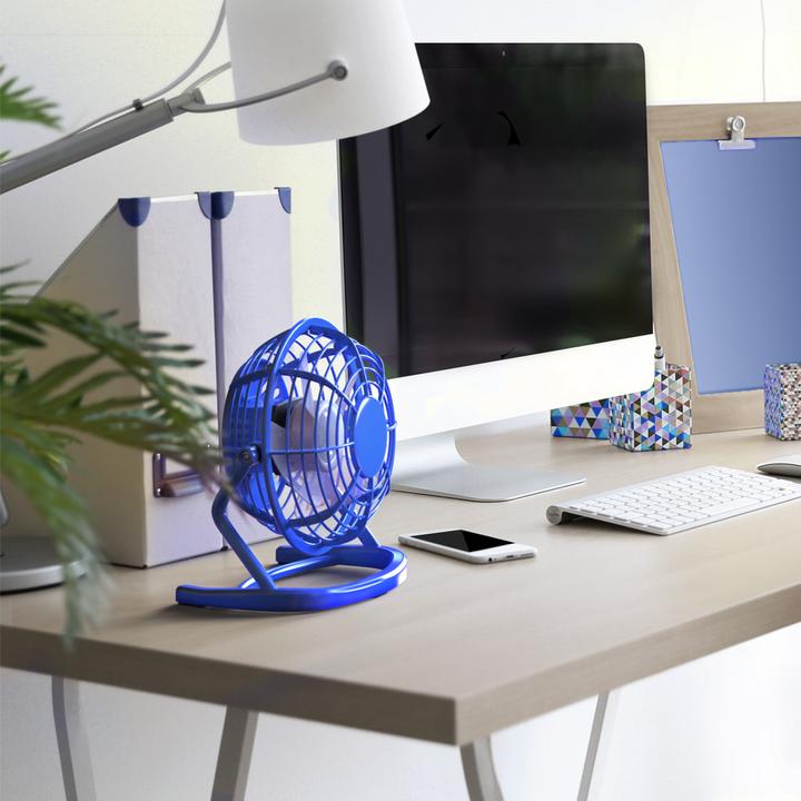 Produktbild CSL Mini USB Ventilator, Tischventilator neigbar, An/Aus-Schalter, optimal für den Schreibtisch, blau