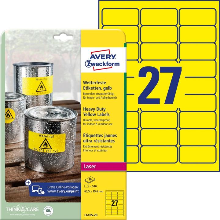 Actual product image Avery L6105-20 Polyester labels
