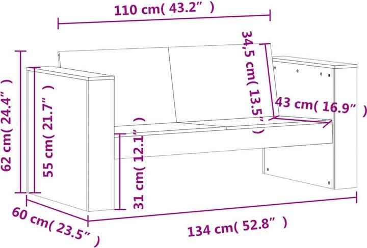 Produktbild VidaXL Gartensofa 2-Sitzer