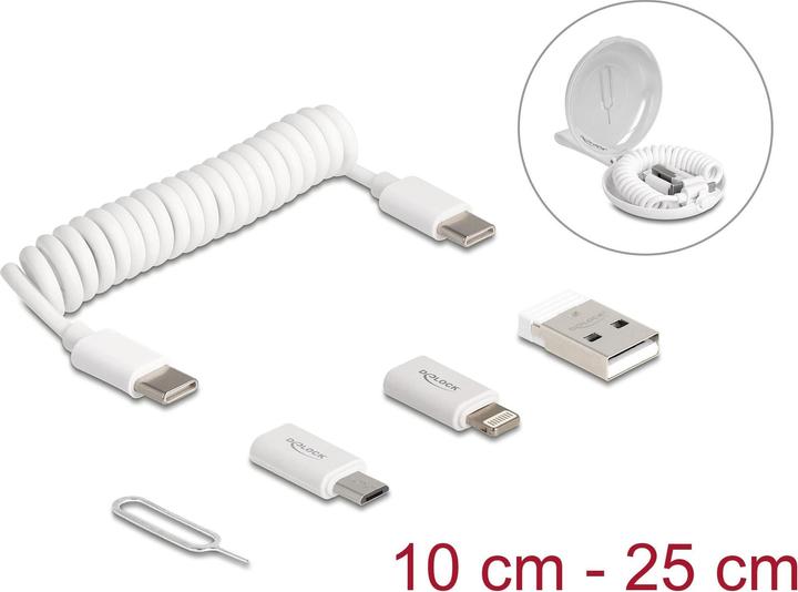 Immagine prodotto Delock 5 in 1 Cavo USB per dati e ricarica e adattatore PD 3.0 60 W bianco (0.10 m, USB 2.0)