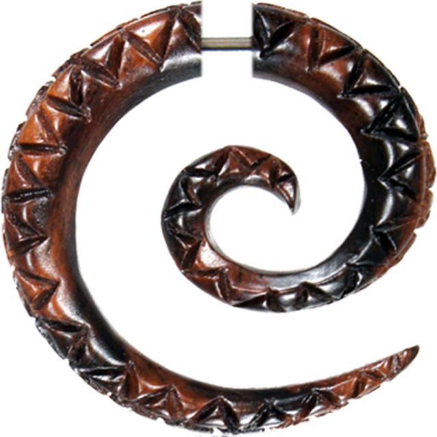 Star Piercing Fake Spirale geschnitzt zickzack aus Narra Holz (ohne Messing, Organisch)