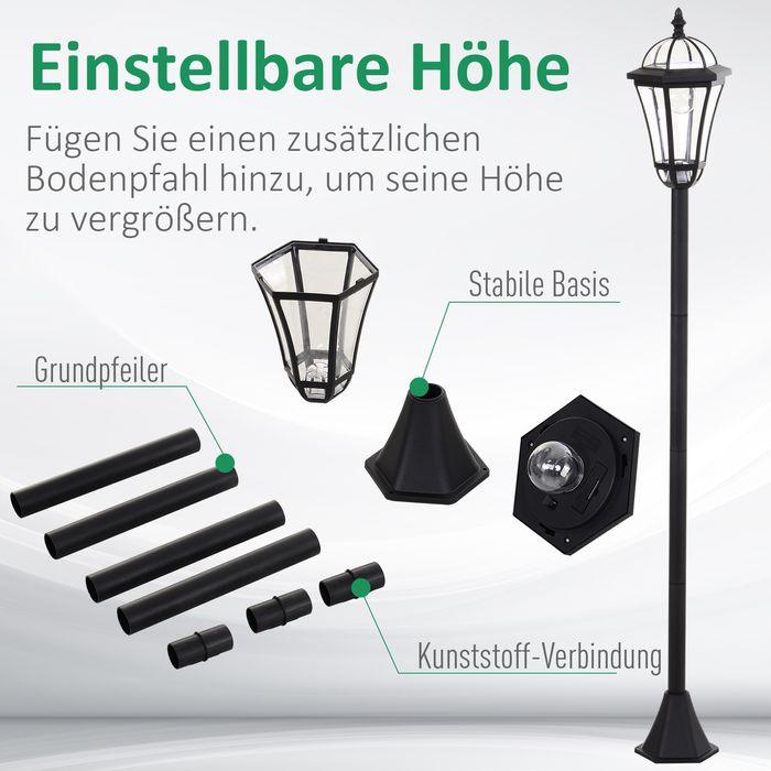 Image du produit Swisshandel24 Lanterne solaire de jardin, set de 2, lampe de jardin, lampe de chemin avec LED, 6-8 h, acier (IP44)