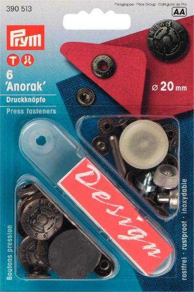 Produktbild Prym Druckknopf Anorak, Fusion, altsilber 20 mm, Karte 6 Stk.