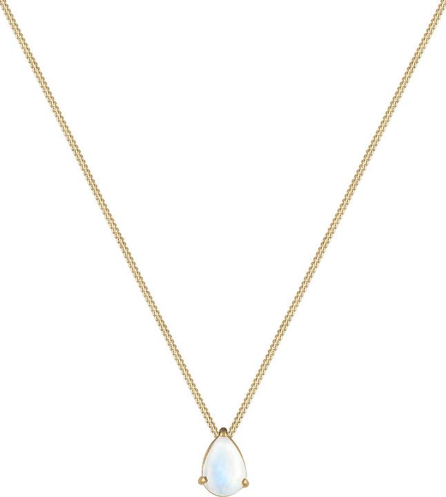 Immagine prodotto Elli Collana di pietre preziose, gocce (Pietra lunare, Argento 925 placcato oro, 45 cm)
