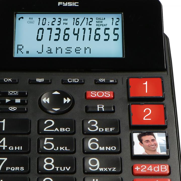 Produktbild Fysic FX3960 - Vaste telefoon met antwoordapparaat en draadloze SOS paniekknop, zwart