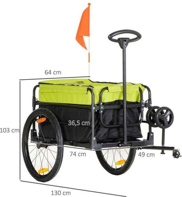 Produktbild Swisshandel24 Lastenanhänger Bollerwagen 130x64x103cm Stahl Schwarz+Gelb