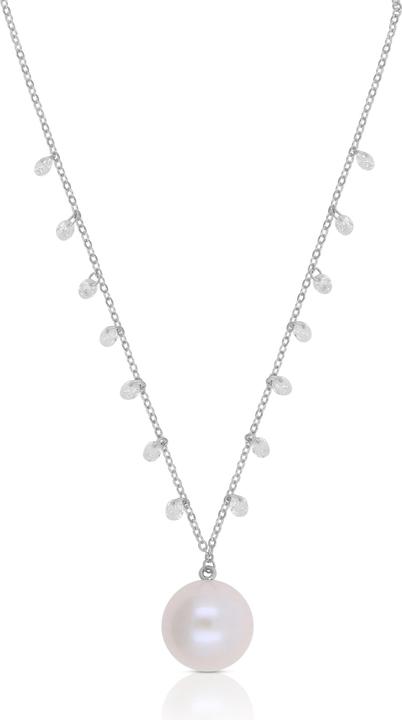 Muau Necklace silver 925 freshwater pearl 11-12mm zirconia (Silber 925, 45 cm)