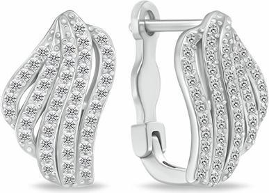 Brilio Silver - Glittering silver earrings EA134W