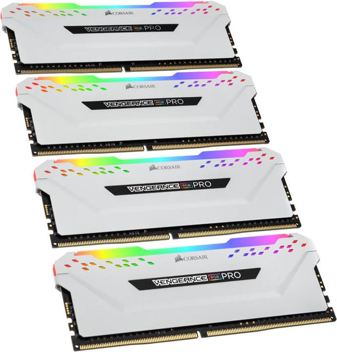 Actual product image Corsair Vengeance RGB Pro Series white, DDR4-3600, CL18 - 64 GB quad kit (4 x 16GB, 3600 MHz, DDR4-RAM, DIMM)