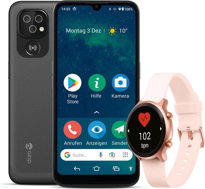 Image du produit Doro 8100 + Watch Bundle (32 Go, Or rose, Rose, Gris, 6", SIM + eSIM, 13 Mpx, 4G)