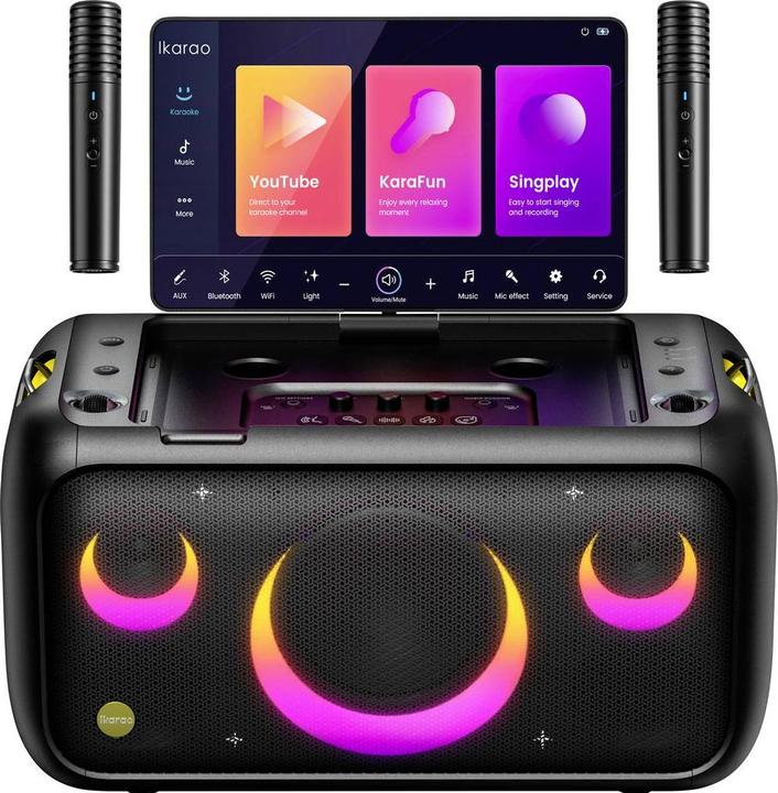 Actual product image Ikarao Karaoke box Break X1 13" screen 2 microphones, 800W