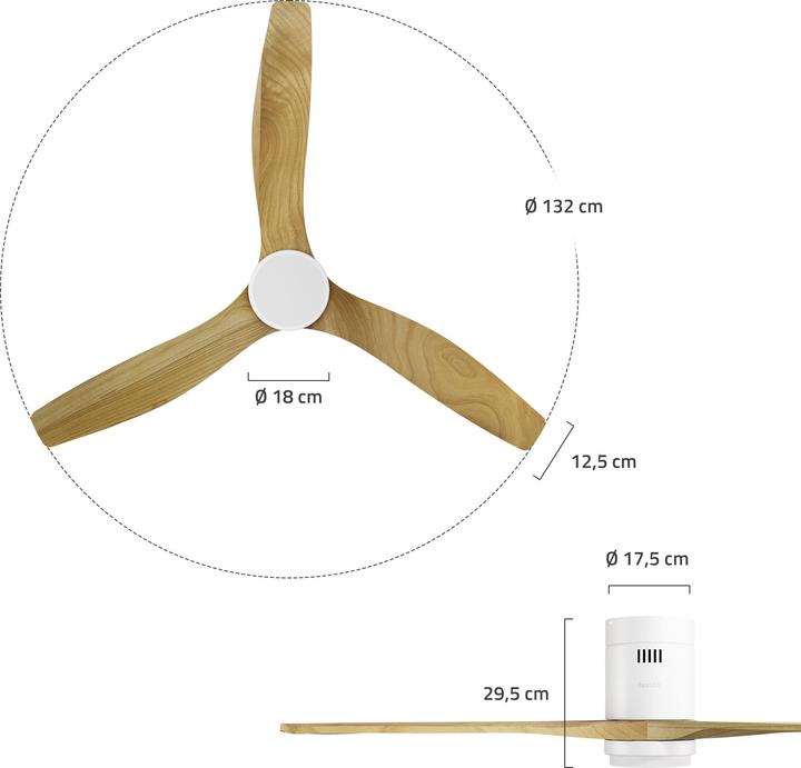 Actual product image Hombli Deckenventilator mit Licht (43 dB)