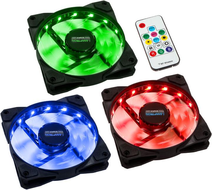 Produktbild Lamptron Meteor RGB-LED-Ring Lüfter - 120mm, 3er Set inkl. Controller (120 mm)