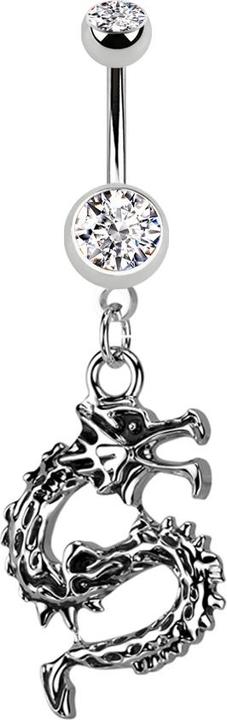 Immagine prodotto Star Piercing Banana d'argento con due sfere di cristallo ciondolo d'argento drago d'argento (Ottone, Acciaio chirurgico 316L)