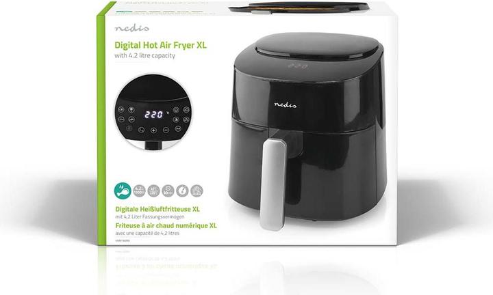 Produktbild Nedis Heissluft Friteuse | 4,2 l | Timer: 240 min | Anzahl voreingestellter Programme: 8 | Digital | (EU-Stecker)