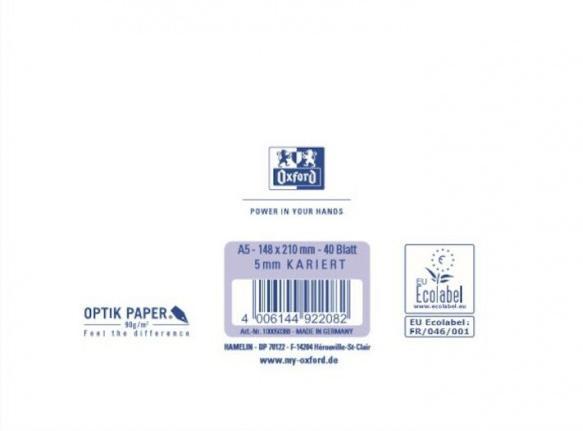 Produktbild Oxford Schulblock (A5, Kariert, Harter Einband)