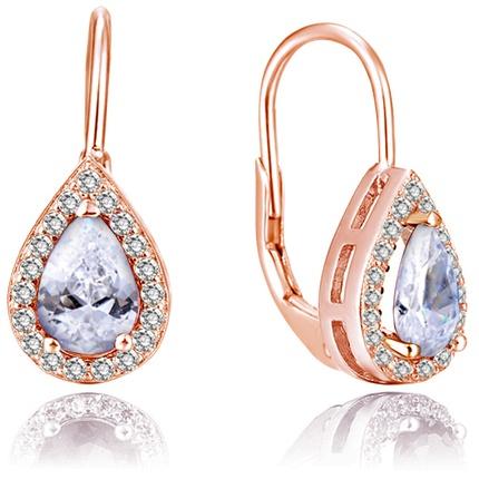 Beneto Gold-plated earrings with clear zircons AGUC2231-ROSE