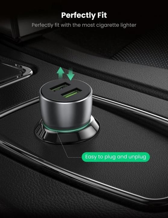 Produktbild Ugreen Dual USB-A QuickCharge 3.0 Autoladegerät 36W