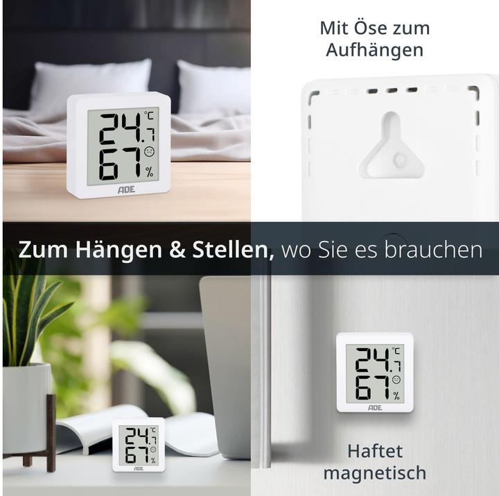 Actual product image ADE Thermo-/Hygrometer digital 3 Stück, Weiss, Funktionen