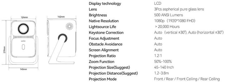 Image du produit Wanbo T2 Ultra (Full HD, 500 lm, 1.2:1)