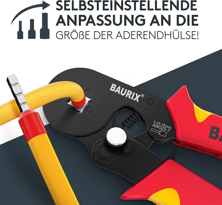 Produktbild Baurix Crimpzange mit Aderendhülsen Set
