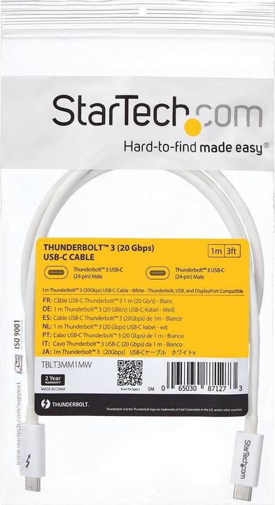 Produktbild StarTech Thunderbolt 3 Cable 1m (1 m, USB 3.1)