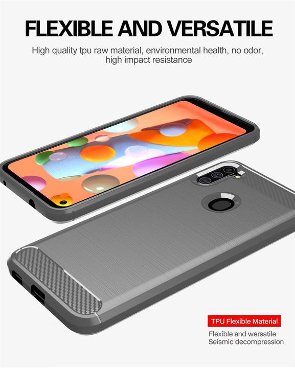 Produktbild Cadorabo TPU Ultra Slim carbon edelstahl Kombi Cover (Samsung Galaxy A11, Samsung Galaxy M11)