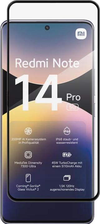 Immagine prodotto Screenguard Full Screen Panzerglas Schutzfolie 2.5D 9H (1 Pezzo/i, Xiaomi Redmi Note 14 Pro 5G)