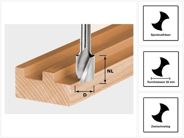 Actual product image Festool Spiral Groove Cutter HS Spi S8 D20/25