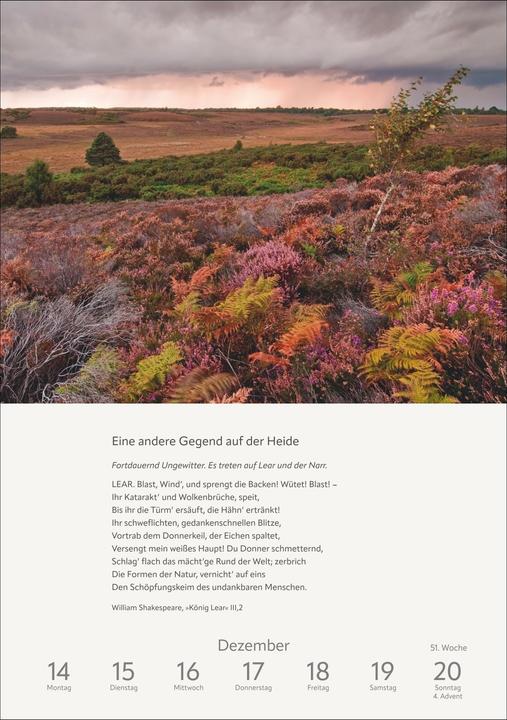 Produktbild Harenberg Literaturkalender Natur Wochen-Kulturkalender 2026 (Harter Einband, Deutsch)