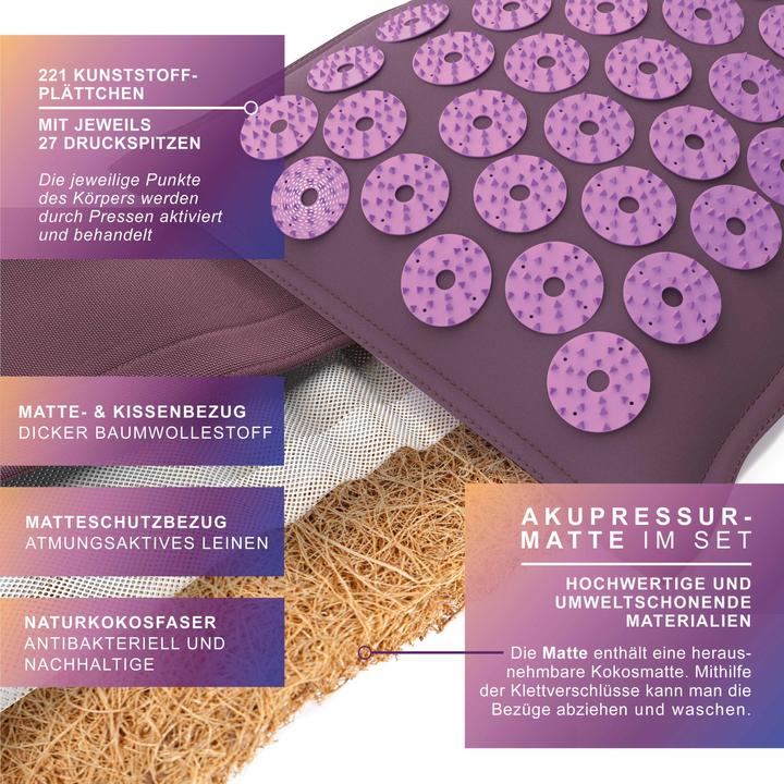 Actual product image Mybeo Acupressure mat with natural fibres, acupressure set 71 x 44cm, fascia set, cushion, mat & massage