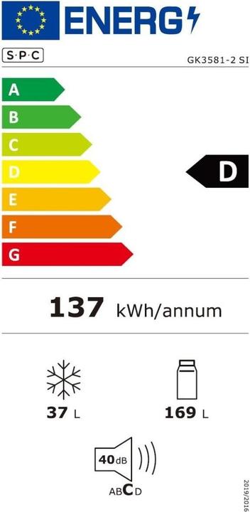Etichetta energetica SPC GK3581-2 SI (206 l)