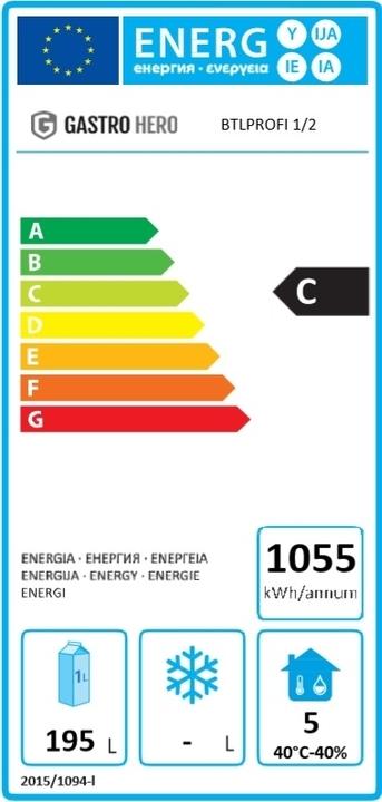 Energie-Label Gastro Hero Biertheke Profi / mit Spülbecken links