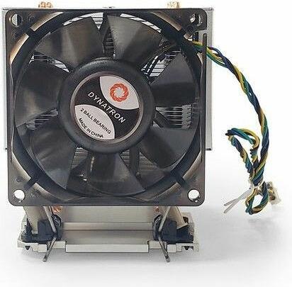Actual product image Dynatron S6 Intel 4677 3U active aluminium heat sink with cooling fins and heat pipes in contact (91 mm)