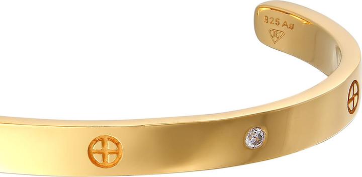 Image du produit Elli PREMIUM Bracelet Geo Bangle Croix Minimal Zirconia 925 Argent (16 cm, Argent sterling 925, Zircone)