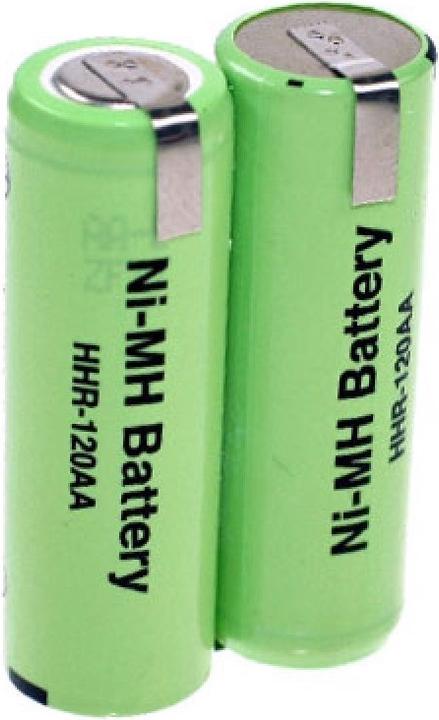 Panasonic Akku 2HHR120 für Rasierer 2,4 Volt, mit Lötfahnen zum Selbstumbau, Neu: orange statt grün (1 Stk., 4/5 AA, 1200 mAh)