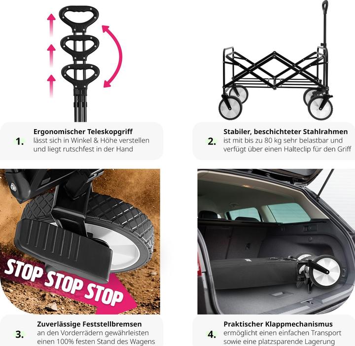 Image du produit tectake Chariot pliable LEON avec freins