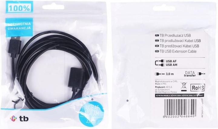 Produktbild Verlängerungskabel USB AM-AF 1,8 m schwarz (1.80 m, USB 2.0)