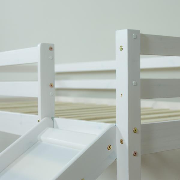 Image du produit Homestyle4u Lit mezzanine avec toboggan et rideau (90 x 200 cm)