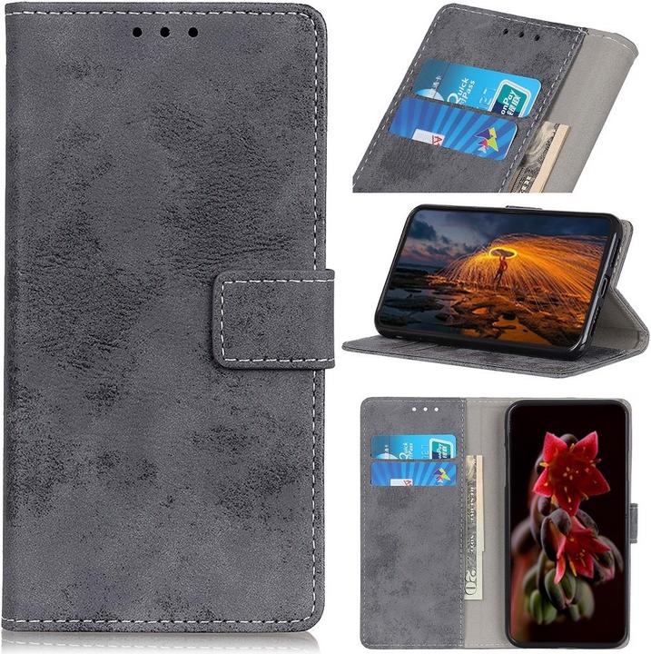 Produktbild Cover-Discount Galaxy A71 - Vintage Etui Wildleder Optik grau