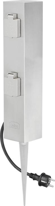 Actual product image Ledino 4-socket pillar with Connect S4 ground spike, stainless steel outdoor (4 x)