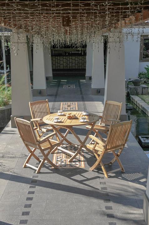 Image du produit Zebra Poker Table repas pliante Ø 70cm en teck (70 cm)