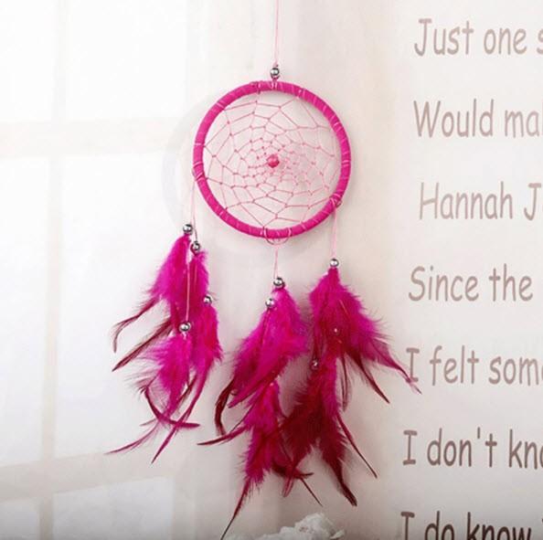 Cover-Discount Traumfänger Dreamcatcher Deko Perlen pink (30 x 15 cm)